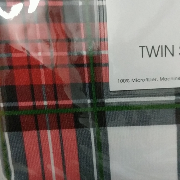 Cynthia Rowley Plaid Twin Sheet Set Red/ Green /WT - Picture 3 of 6